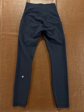 Lululemon High Rise Wunder Train with Pockets Dark Blue Leggings - Size 4
